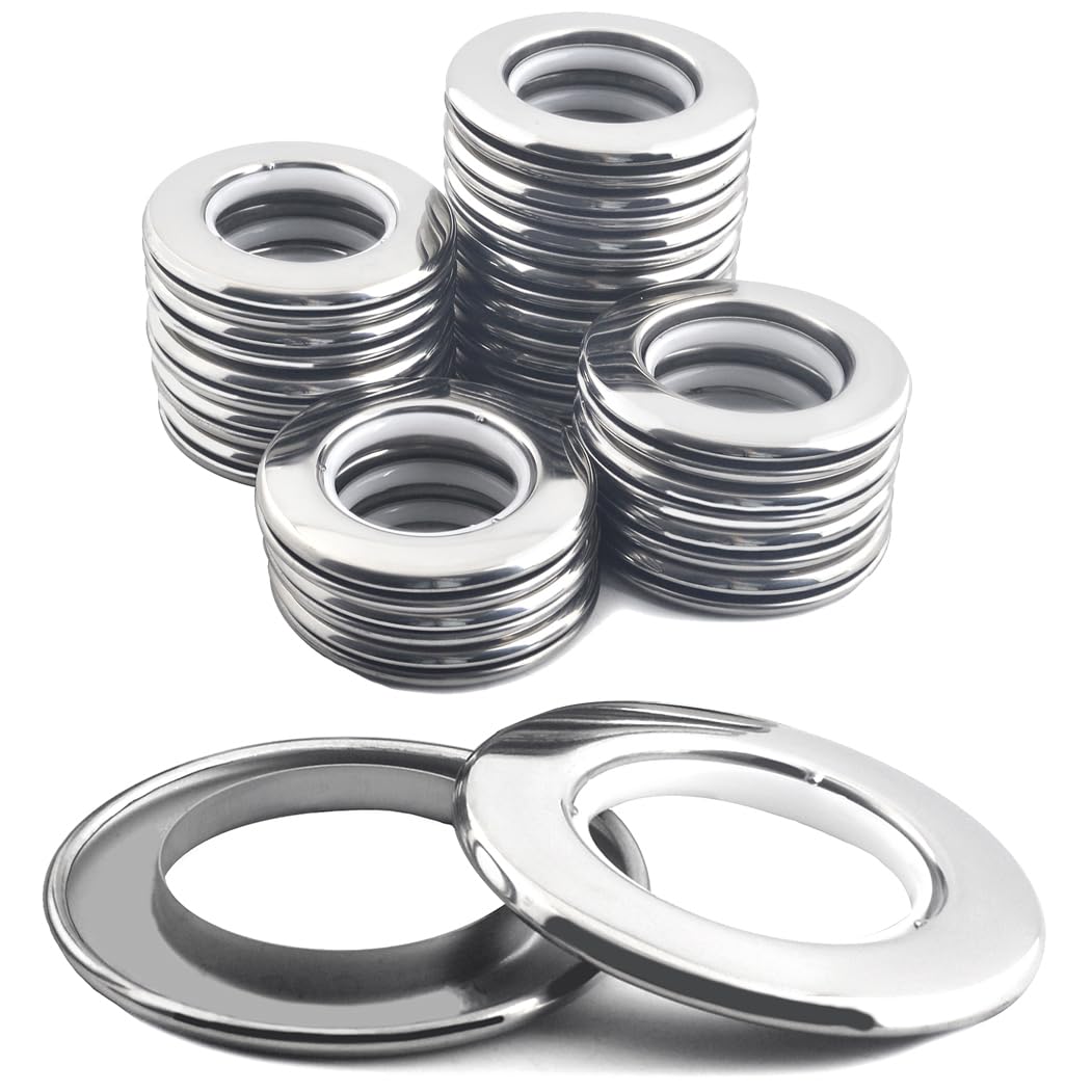 Ailejia Occhielli per tende in acciaio inox, rotondi, in metallo, diametro interno 4 cm, anelli per tende fai da te, in nanoscala, a basso rumore, 20 pezzi