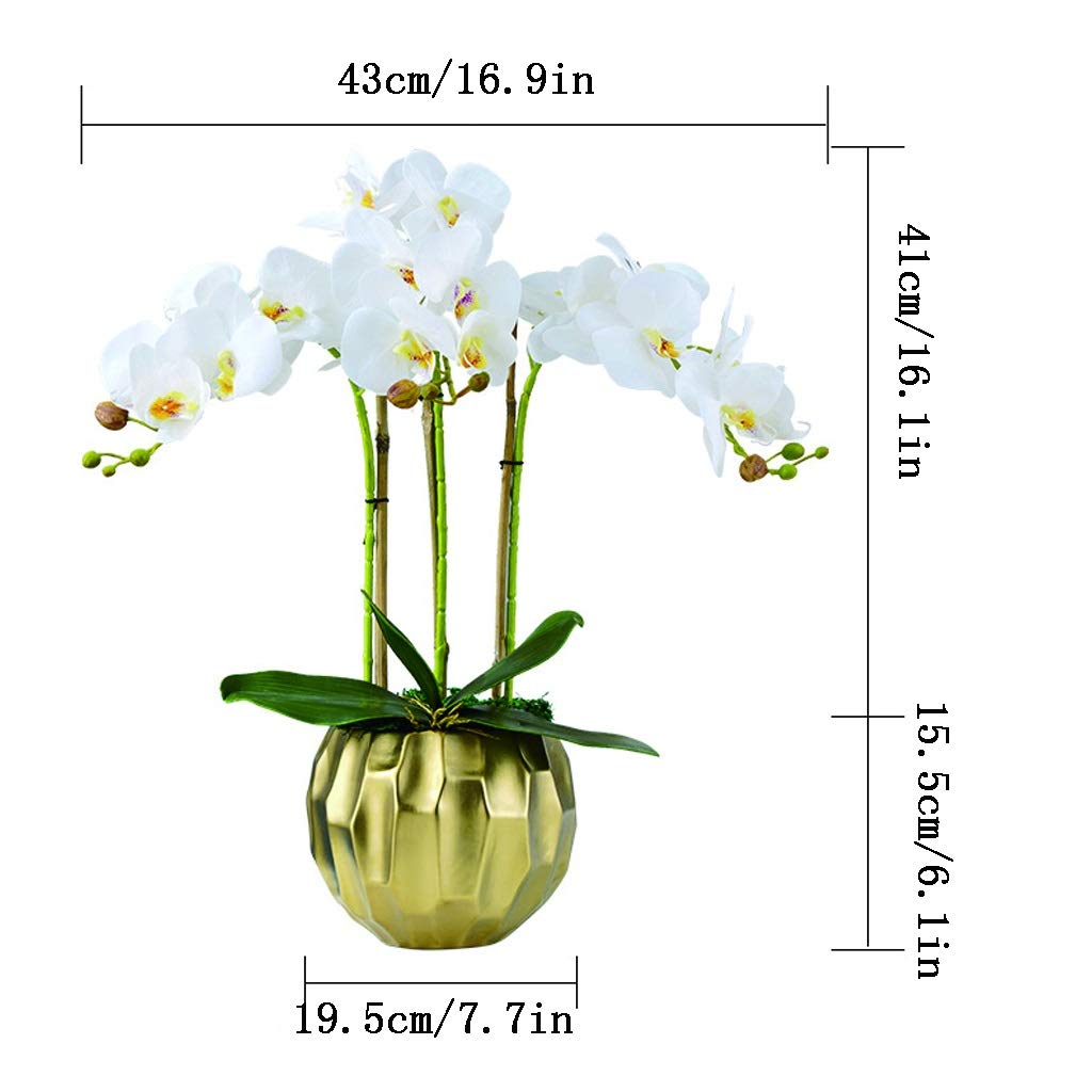 LUCBEI Sztuczne kwiaty sztuczny kwiat bonsai kompozycja kwiatowa Phalaenopsis kwiaty używane do domu biura domu, z wazonem sztuczne kwiaty bonsai
