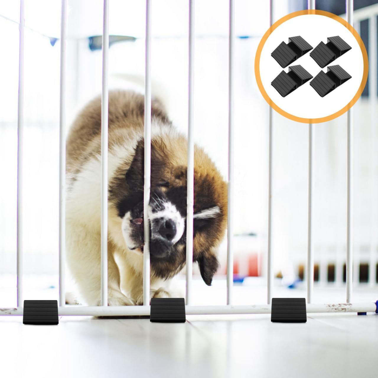 Amosfun 4pcs Sturdy Triangle Gate Reinforcement Base Freestanding Dog Gate Stabilizer for Indoor Stair Safety