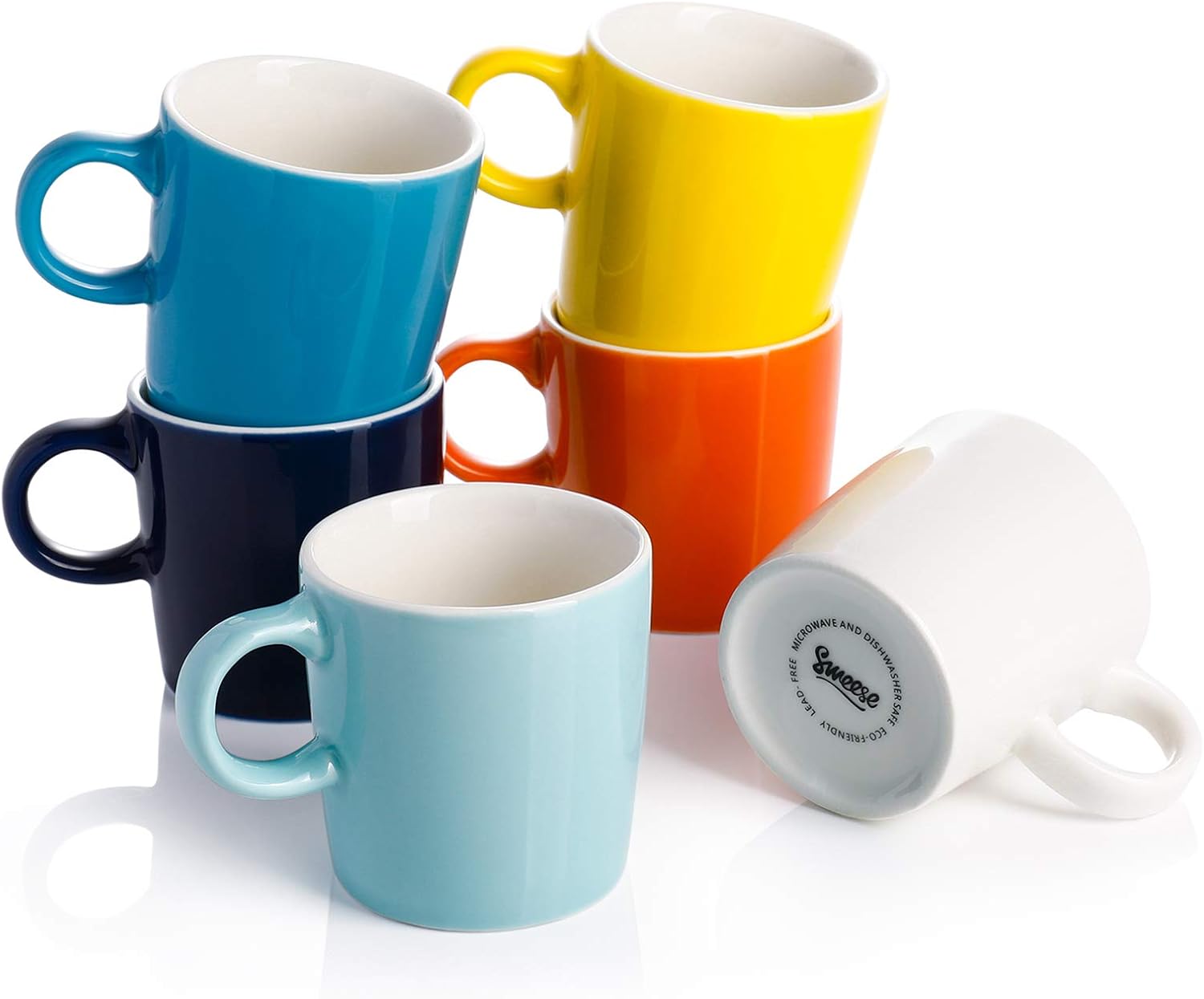 One-Day Sale: Up to 80% Off Sweese 409.002 Porcelain Espresso Cups - 3.5 Ounce - Set of 6, Hot Assorted Colors