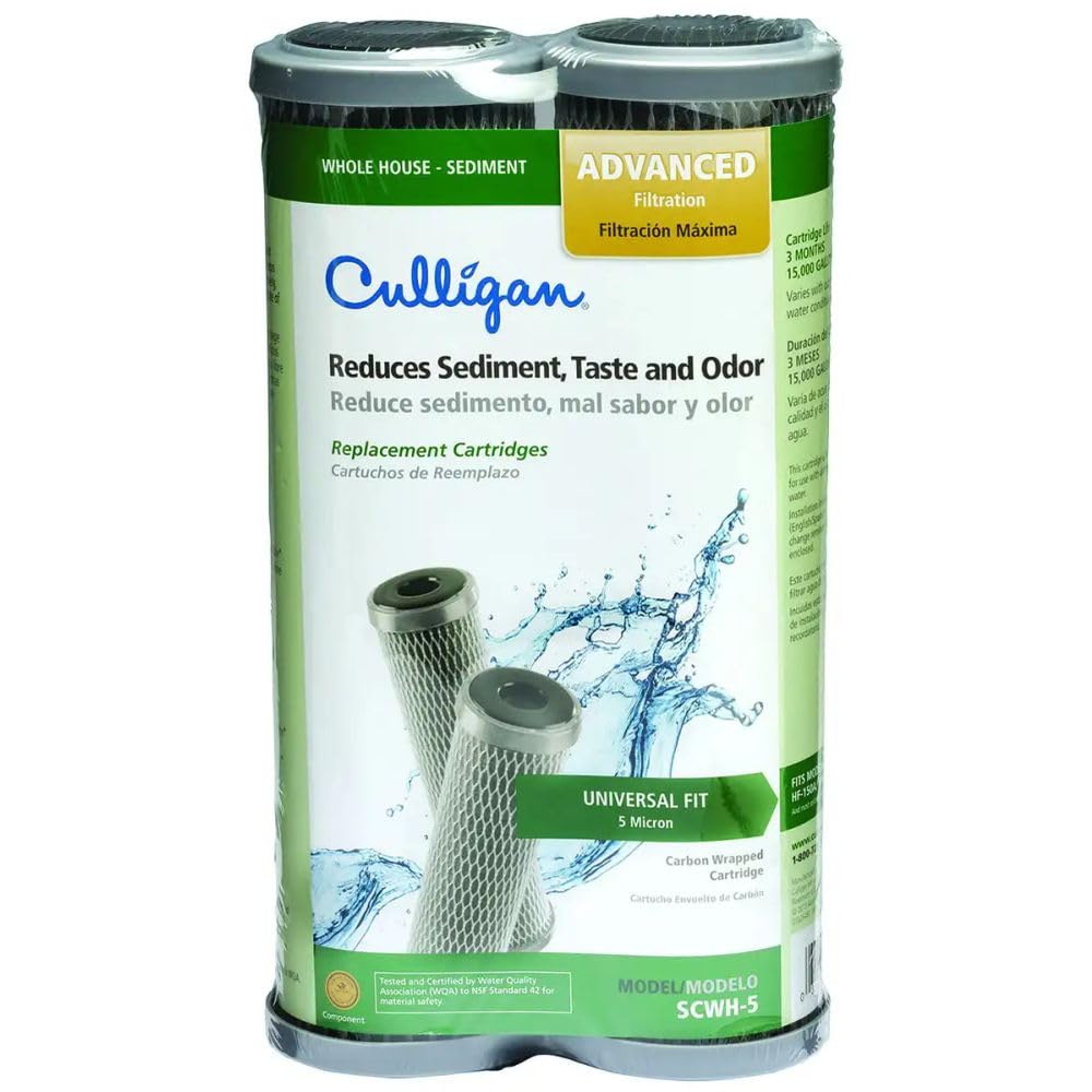 Culligan SCWH-5 Standard-Duty Whole House Water Filter Replacement Cartridges, 2-Pack, Black