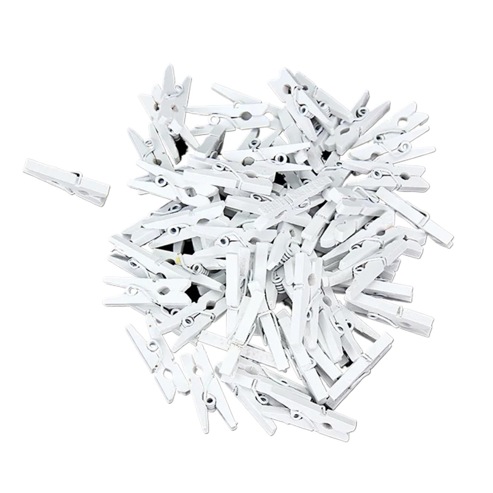 Clothespins Mini 25mm Natural Wooden Clips Photo Clothespin Clothes Folder Wedding Party Clip Pegs(White-100PCS)