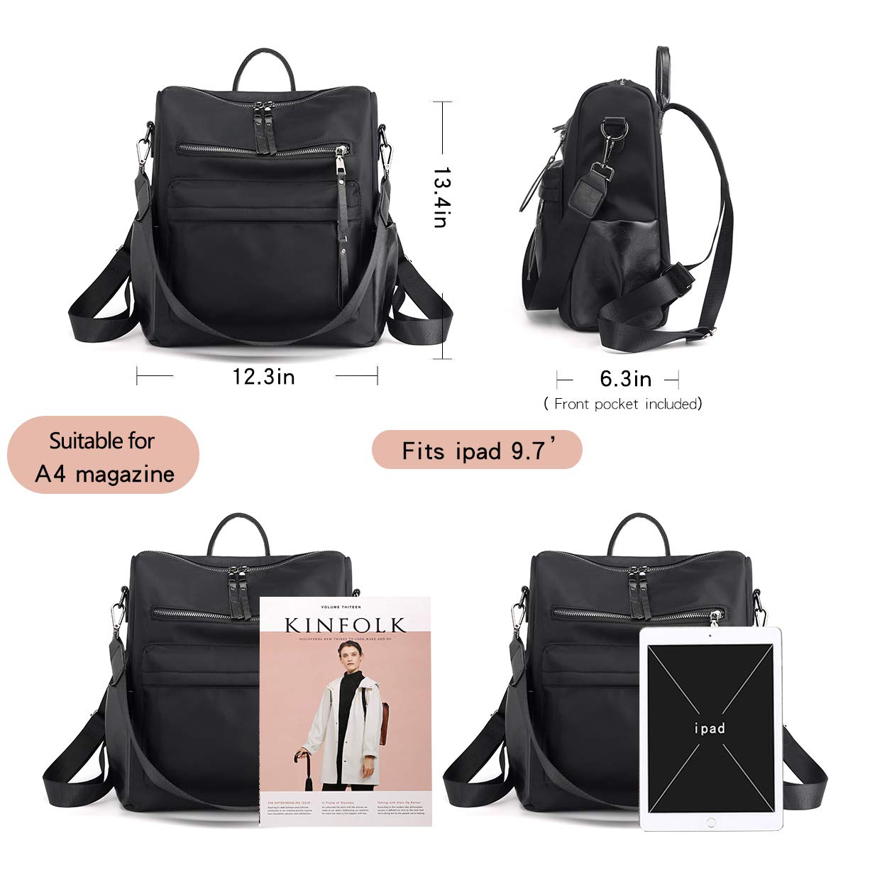 ZOCILOR Bolsa de viaje de piel sintética para mujer, diseño multiusos convertible en mochila, bolso o bolsa de mano, Marrón, Talla única
