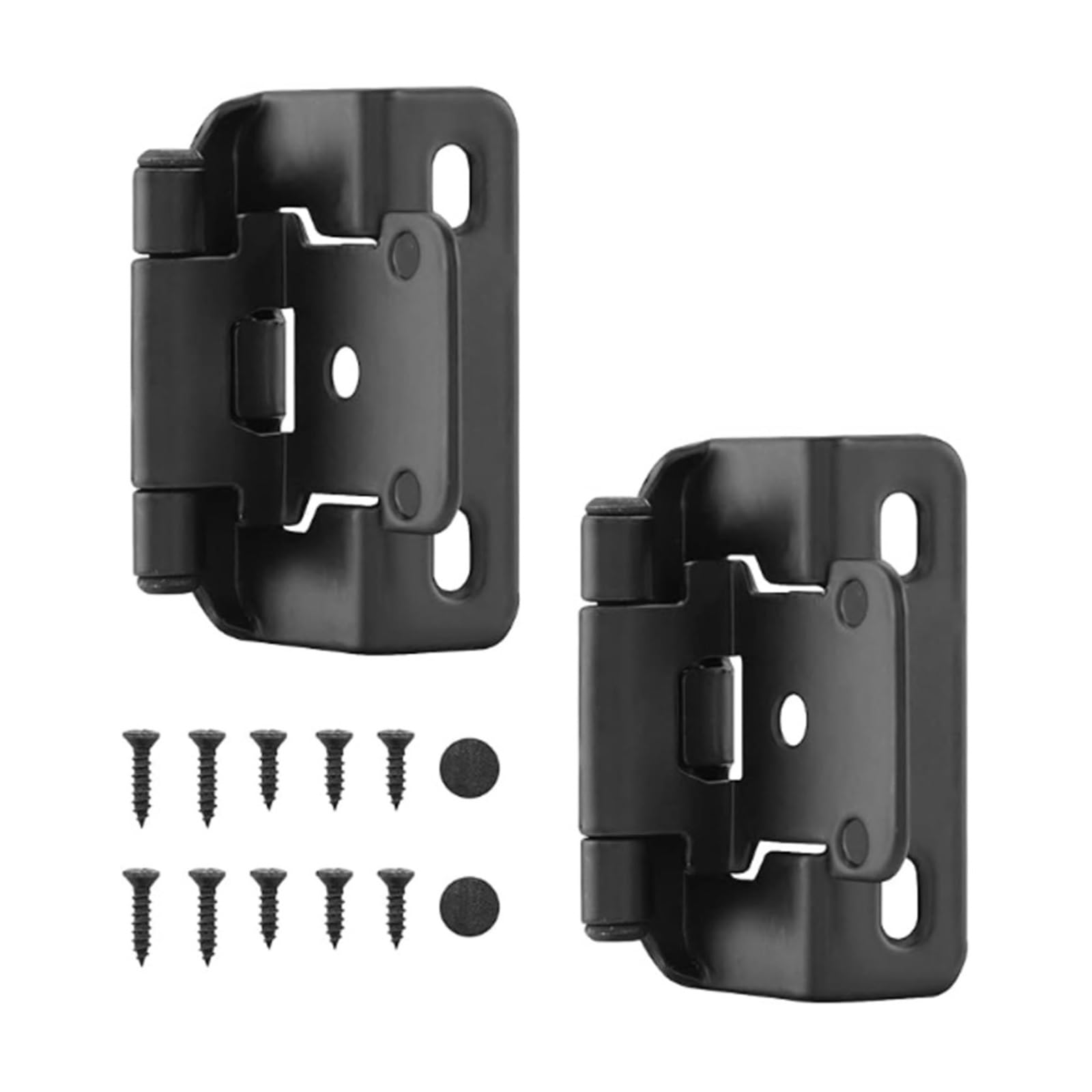 2Pcs Metal Door Hinge w/Screws 1/2 Inch Overlay Semi Partial Wrap Around Self Closing Kitchen Cabinet Hinges Furniture Hardware(Black)