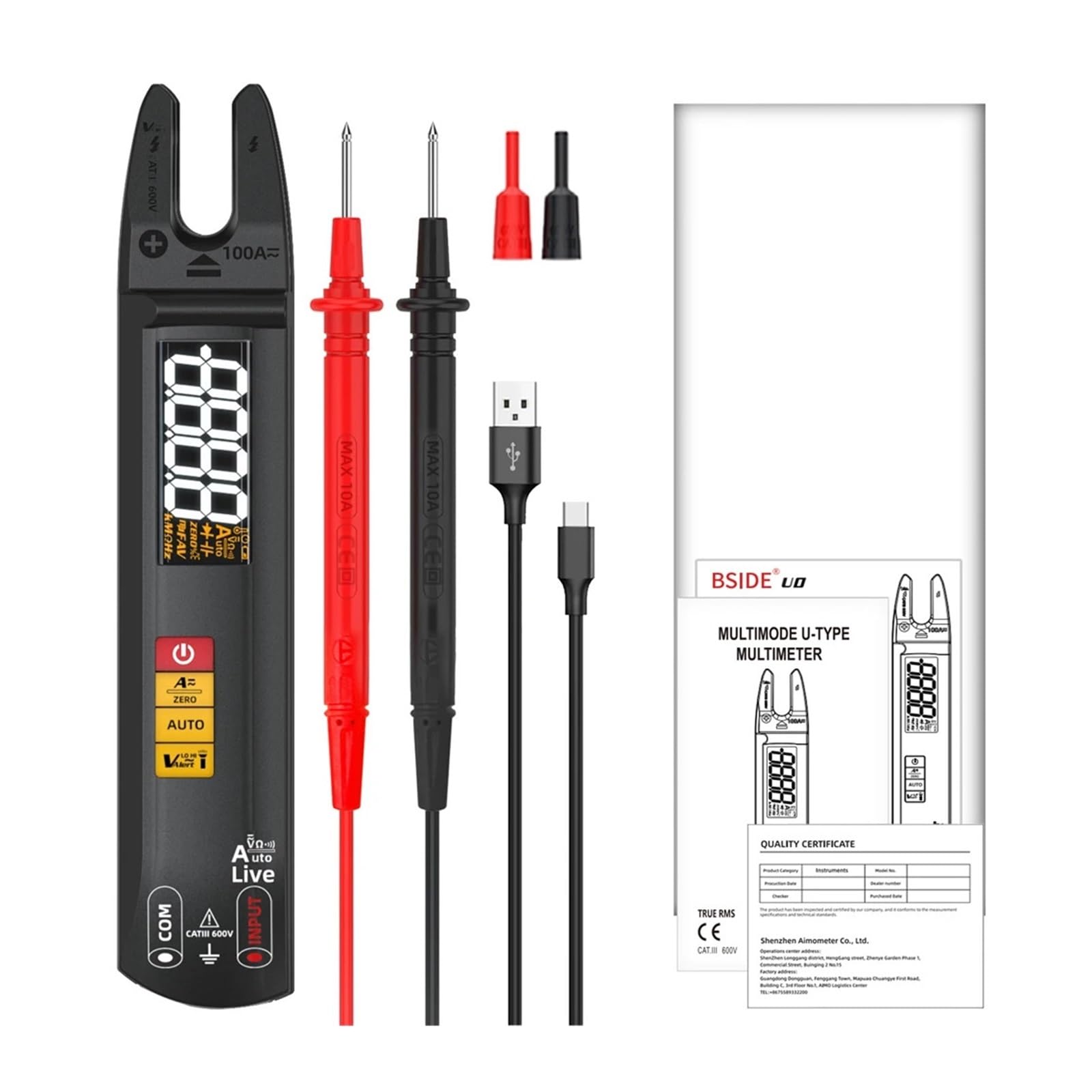 U0 U1 100A Pinza amperometrica digitale True RMS AC DC rilevamento NCV | Misura corrente AC DC e valori elettrici senza scollegare i circuiti per manutenzione e diagnosi(U1)