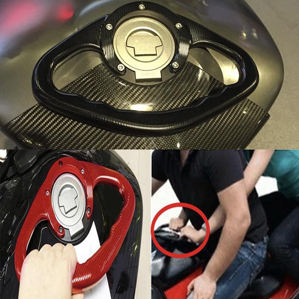 Poignée de réservoir de carburant en aluminium CNC pour moto - Barre d'appui pour passager arrière - Pour réservoir de carburant Kawasaki - Offre une prise ferme (rouge)