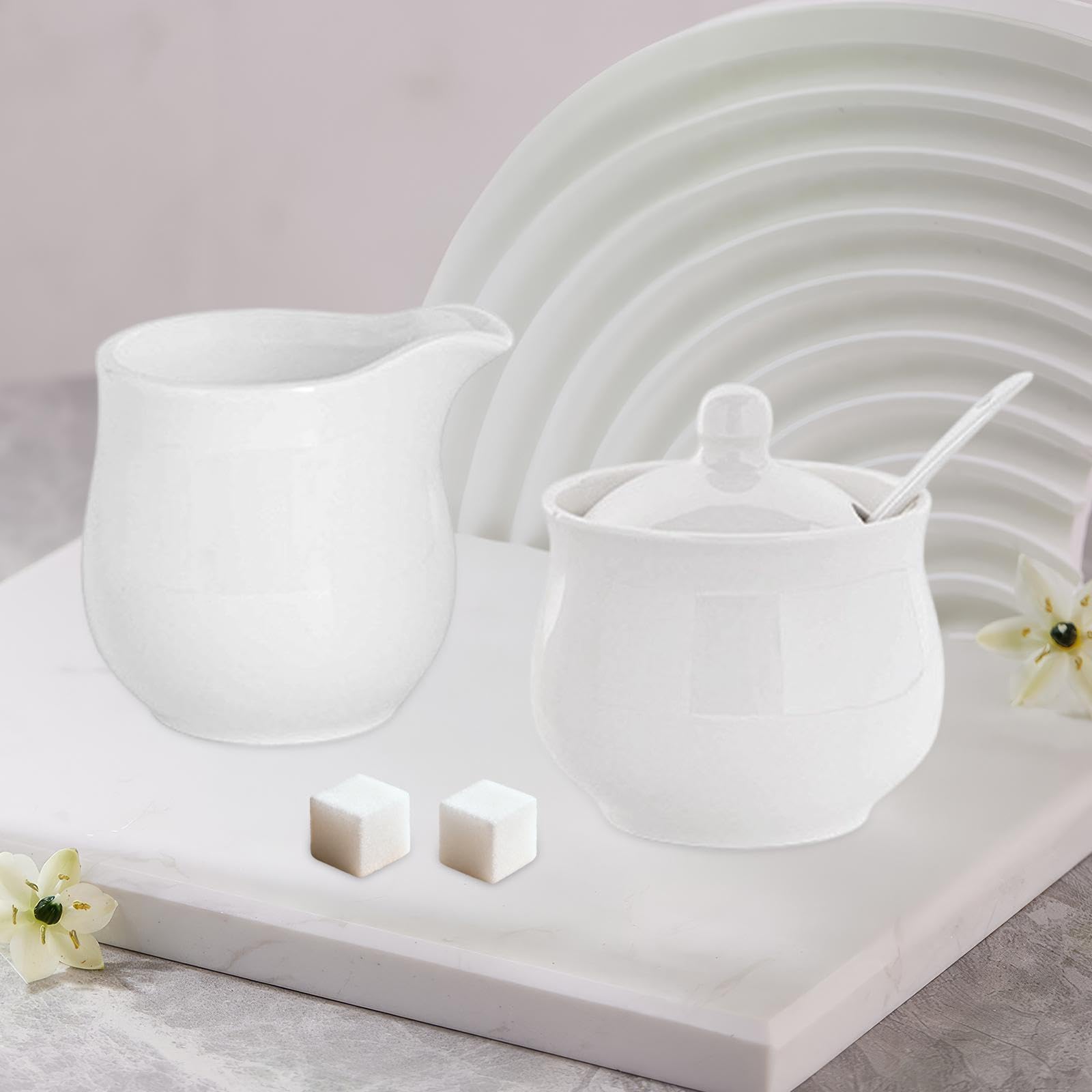 Juego de Azucarero Y Crema de Cerámica, Accesorios para Azucarero, Juego para Servir Café