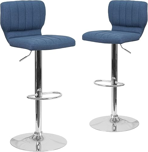 Miniatura 16 de Flash Furniture Taburete de bar de altura ajustable de vinilo marrón contemporáneo con respaldo vertical y base cromada marrón (Brown Vinyl),Blanco