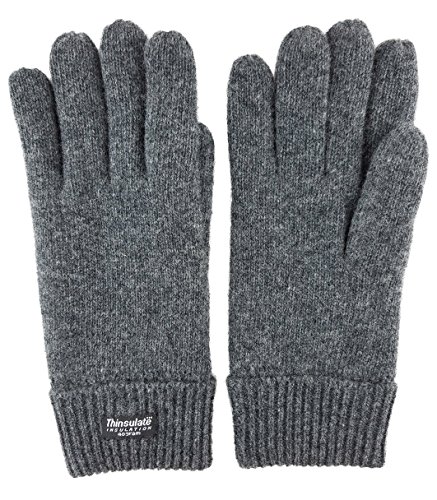 Image of BRUCERIVER Men's Pure Wool Knitted Gloves | Insulated Fleece Lining