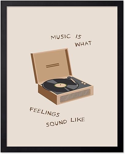 Poster Master Music Is What Feelings Sounds Like - Póster de reproductor de música retro, arte bohemio elegante, decoración inspiradora de pared