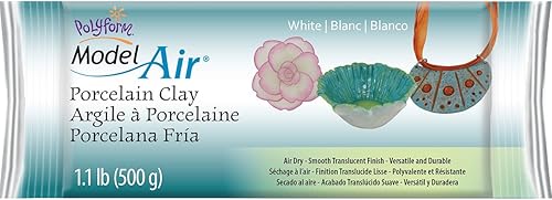 Sculpey Air-Dry Porcelain™ White, no tóxico, arcilla seca al aire, barra de 1.1 libras ideal para flores de aspecto realista, escultura intrincada y