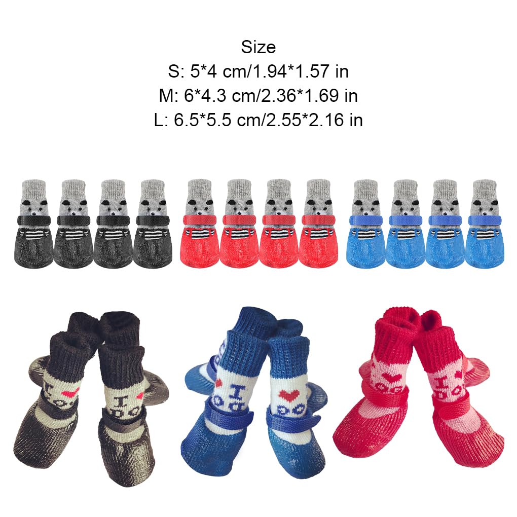 Lot de 10 chaussures de pluie et de neige chaudes pour animal de compagnie avec semelle en caoutchouc et couvre-pattes, chaussures épaisses pour petit chien, rouge, taille L