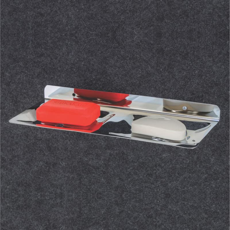 Image of GLOTON Wall Mount Stainless Steel Square Shape Double Soap Holder for Bathroom, Soap Stands for Wall, Tray for Bath Dish, Accessories and Fittings, Rust Free