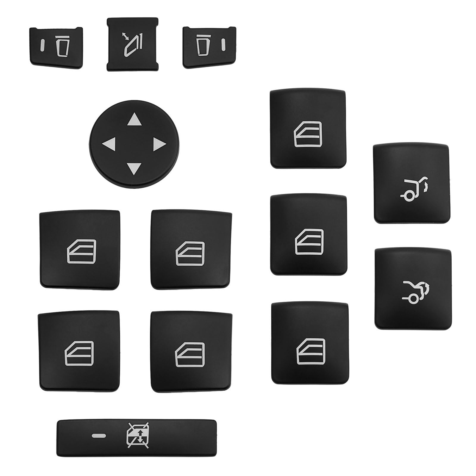 Wsbojxth One Color Repair Patch Compatible With Benz For Cla Gla Ml Gl Gle Gls A B C W204 E Class W212 Car Interior Window Glass Lifter Button Trim Sequins Stickers(Black)