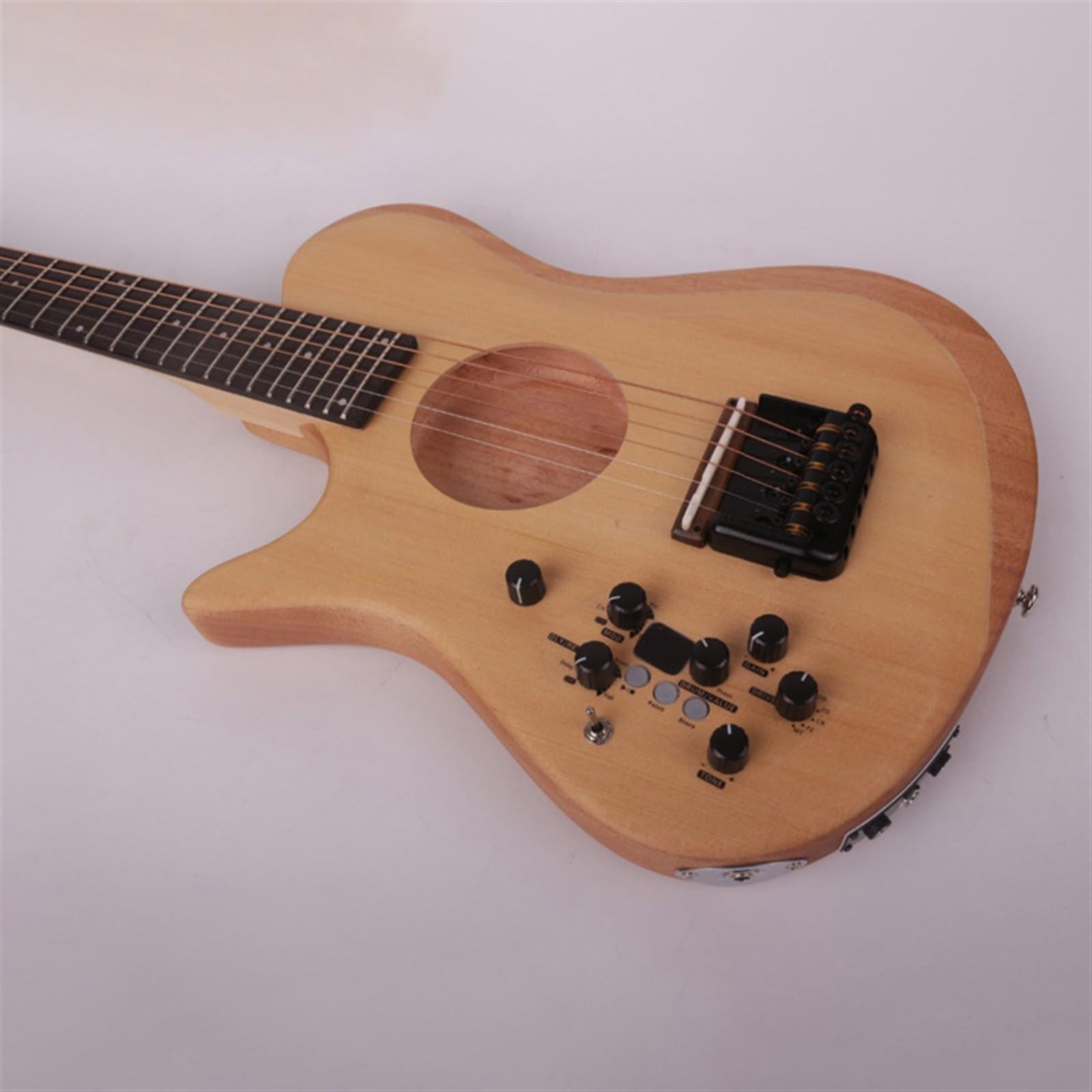 24 Progi Headless Cicha Lewa/prawa Ręka Podróż Mini Przenośna Wbudowana Efektorowa Elektryczna Gitara Akustyczna Początkujący Bezgłowy Gitara Elektryczna (Color : Left 03)