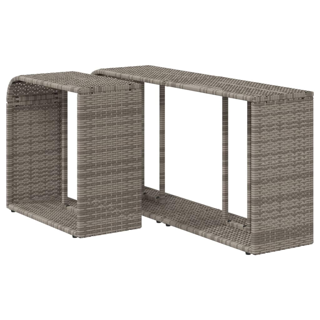 Outdoor-Regal Set aus Poly-Rattan, 2er Set Gartenregale für Pool und Terrasse, Wetterfestes Stauraum-Regalsystem, Grau