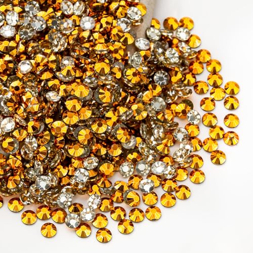 Gold Rhinestones Bulk, 5000PCS Flat Back Round Jelly AB Rhinestones Non-Hotfix Crystal Gems Wholesale for Crafts Makeup Nails Face Tumblers Clothes Shoes Handmade Decoration 4mm