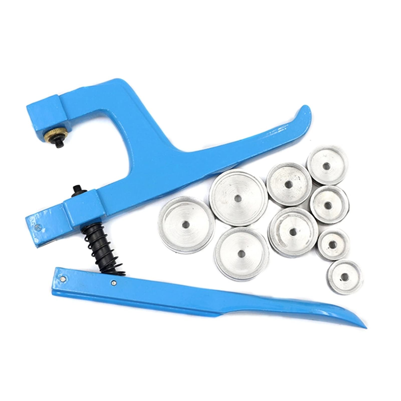 Herramientas para reparación de Relojes Juego de prensas para Botones a presión Kit de relojero Estuche Azul Que Contiene 9 moldes de plástico Herramientas para reparación de Relojes(