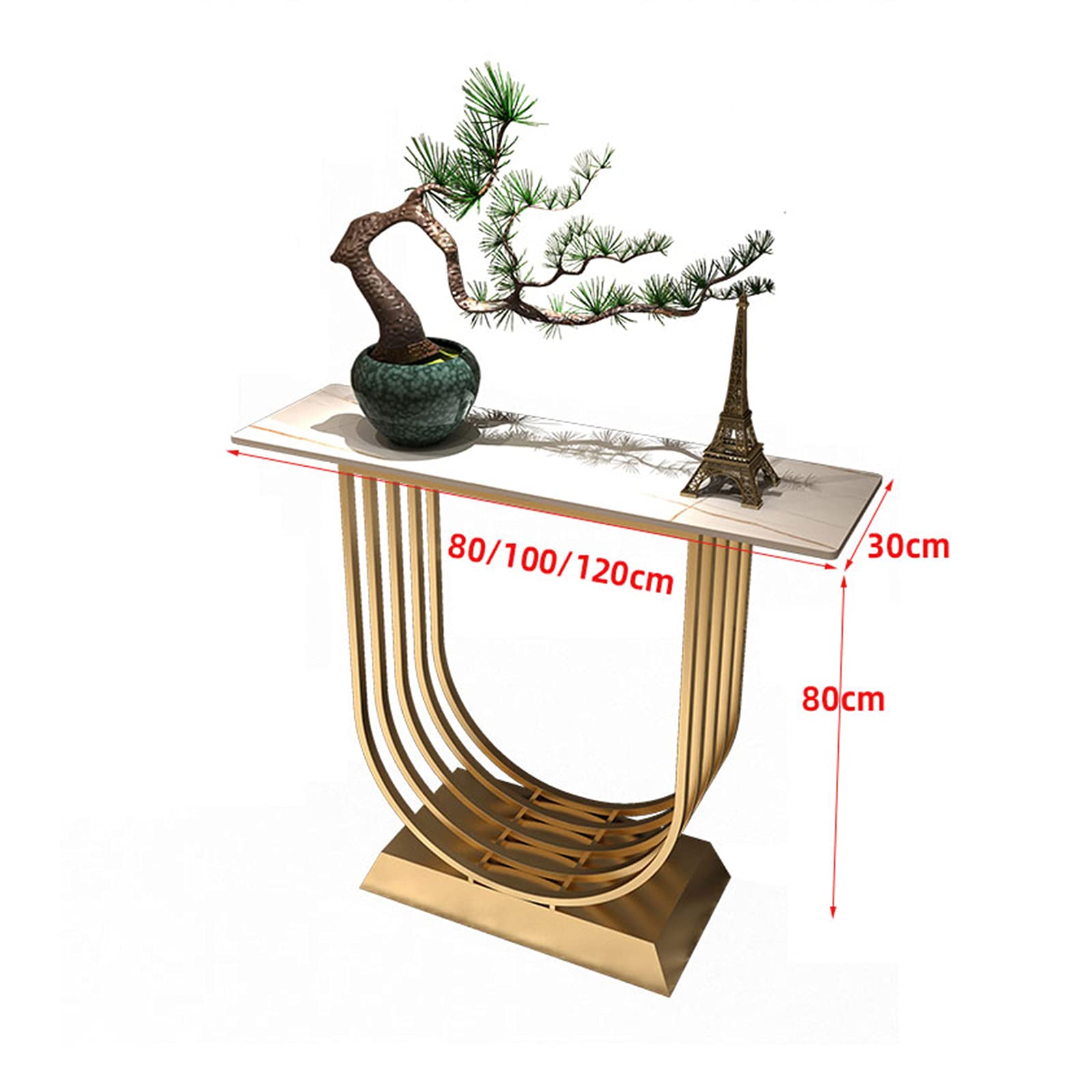 Amazon｜ロックストーンコンソールテーブル シンプルでモダンなポーチ装飾デスク  ホームリビングルーム家具ブラックホワイトゴールデンフレーム(Size:100*30*80CM,Color:C)｜デスク単体 オンライン通販