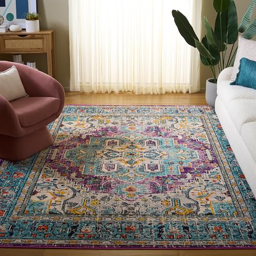 Safavieh Tapis géométrique pour Salon, Salle à Manger, Chambre à Coucher - Whisper Collection, Tapis à Poil Court, Ivoire, 201 x 201 cm