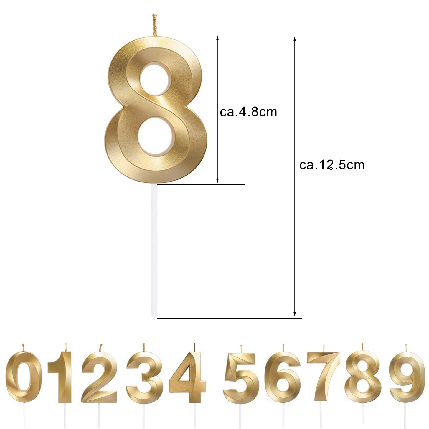 57/75th Birthday Candles, Number 57/75 Candle, Gold Happy Birthday Candle - Image 4