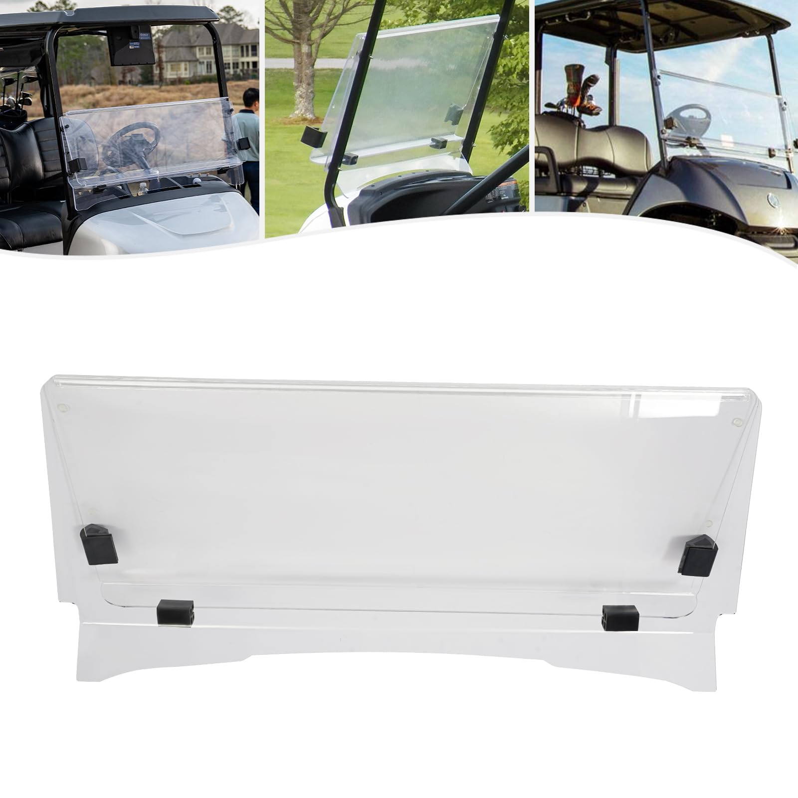 Pare-brise pour voiturette de golf, 100,5 x 82 cm, incassable et pliable, résistant à la température de -30 °C à 70 °C, transparent, pour voiturette de golf, club, voiture (1995-2013 EZGO TXT)