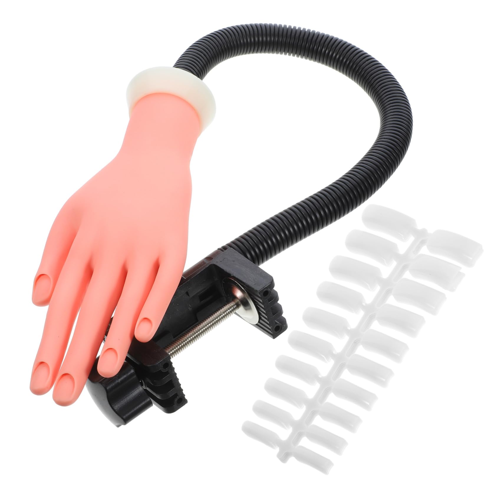 Homoyoyo Mano Flessibile in Plastico per Manicure con 100 Pezzi Tips Unghie Finte, Pratica e Comoda per Artisti e Principianti Nail Art