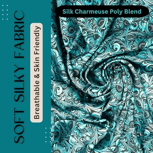 Wild Rag Silk Scarf 36'', Western Cowboy Bandana Square Silky Scarves,Floral Tooled Leather Wild Rags3