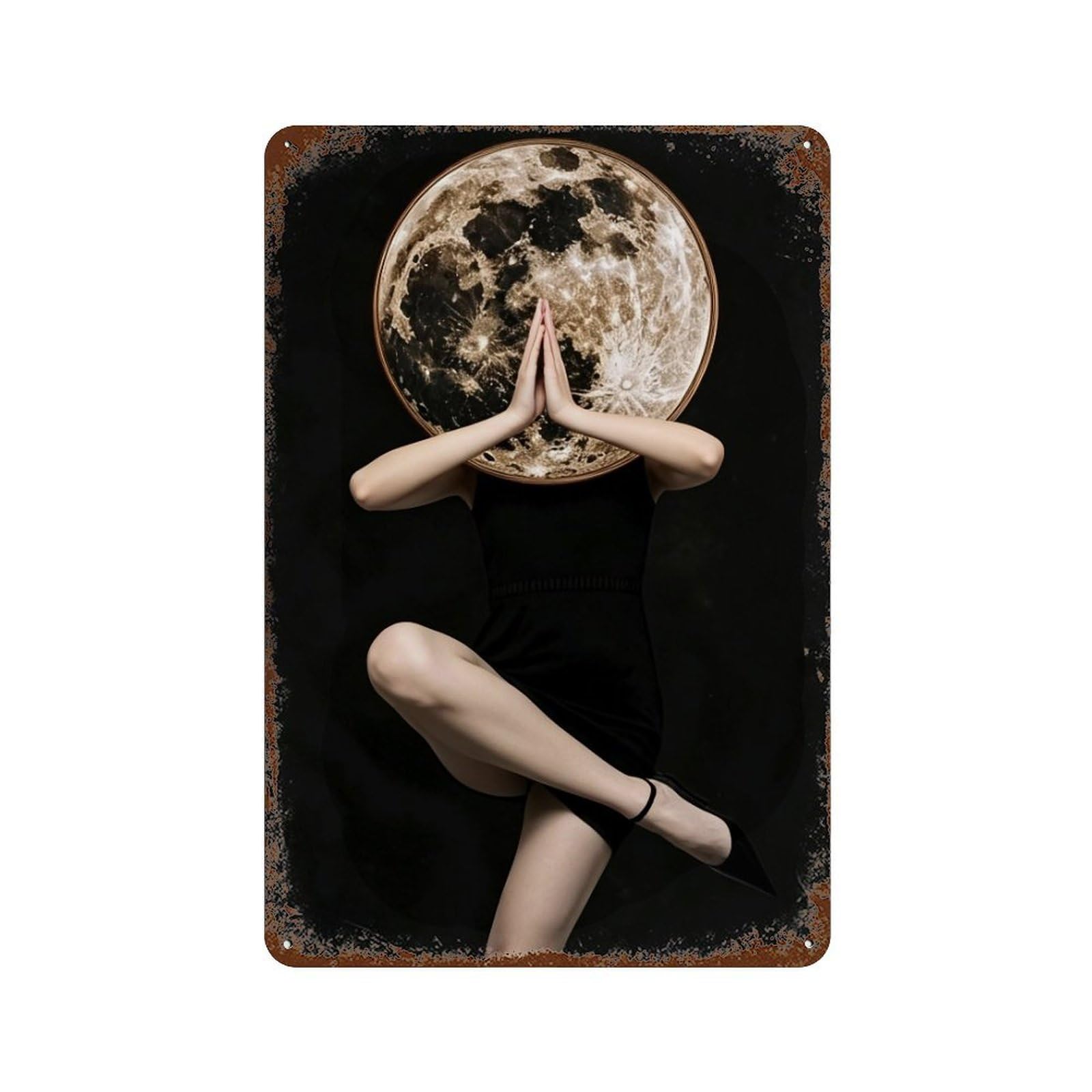 WUJHGRSG Dark Tone Moon Holding Vintage Muse 03 Wall Art Retro Iron Vintage Metal Tin Sign Poster Modern Decor for Home Cofffee Club Bar Shop Style 30x20cm