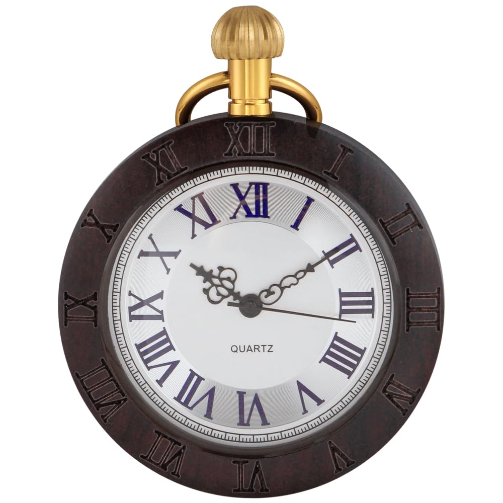 TiongTiong Personalization Pocket WatchCustomized Wooden Pocket Watches for Men Handmade Bamboo Wood Analog Quartz Custom Pocket Watch with Chain Gift for Father's Day