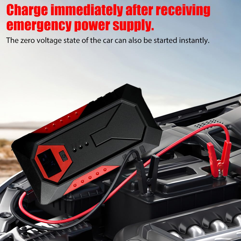 AOKBON Arrancador de Coches 7000A 12V Arrancador de batería para Todo Gasolina o 10L de Diésel Booster con Pantalla LCD Grande Clips de Seguridad Inteligentes Carga USB y Luz LED