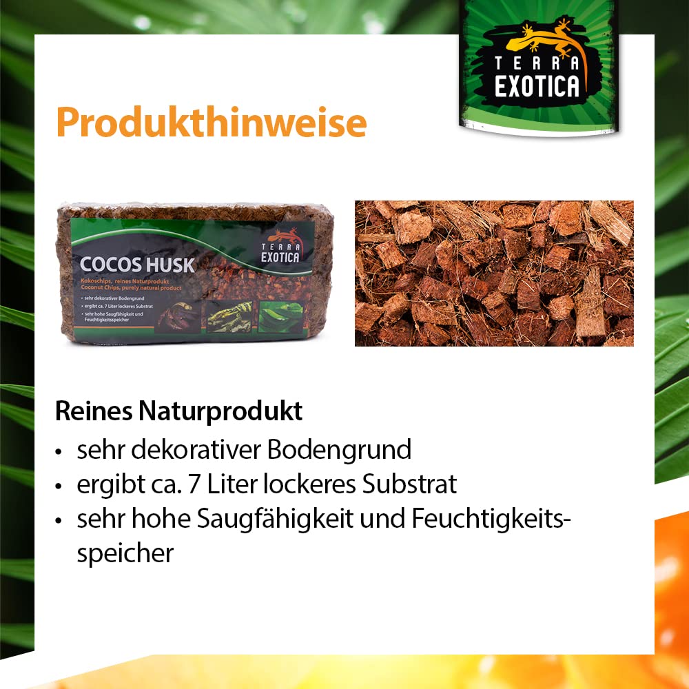 Terra Exotica Cocos Husk Brick ca. 500g - grob, gepresster Humusziegel als Terrarienboden für Reptilien und Amphibien, 1 Ziegel ergibt ca. 7 Liter lockeres Substrat (12 Stück - 84 Liter)