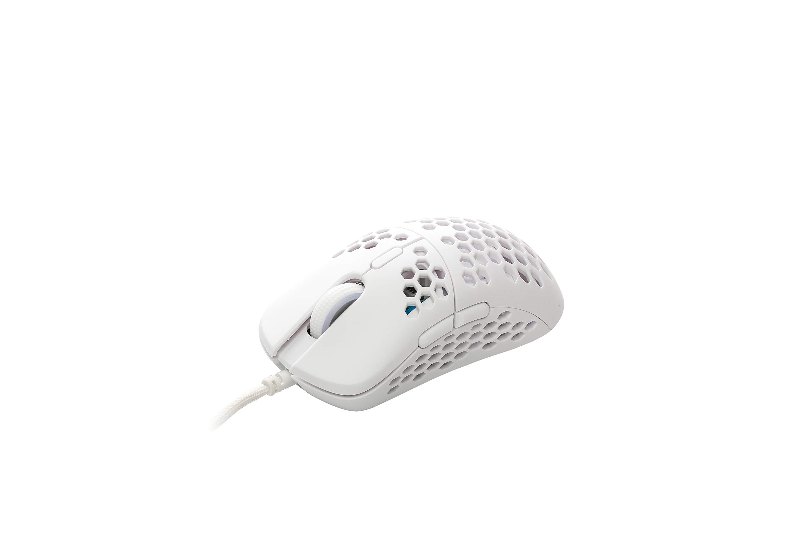 HK Gaming Mira S Mouse da Gioco RGB Ultraleggero - Superficie a Nido d’Ape, 61 Grammi, Max 12000 Cpi, Con Cavo USB, 6 Tasti Programmabili, Memoria Integrata, Presa Antiscivolo, Mira-S Bianco