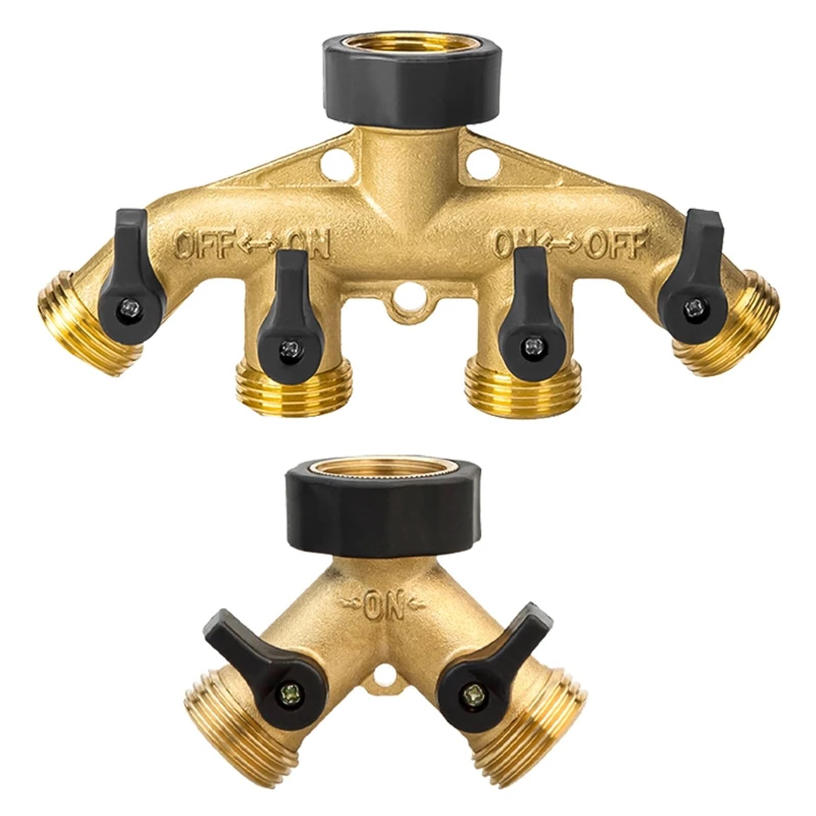 Divisor de Manguera de jardín de latón Resistente de 4 vías, Conector de Grifo, Adaptador de espita, Protector de torceduras (4WAYsUSA)