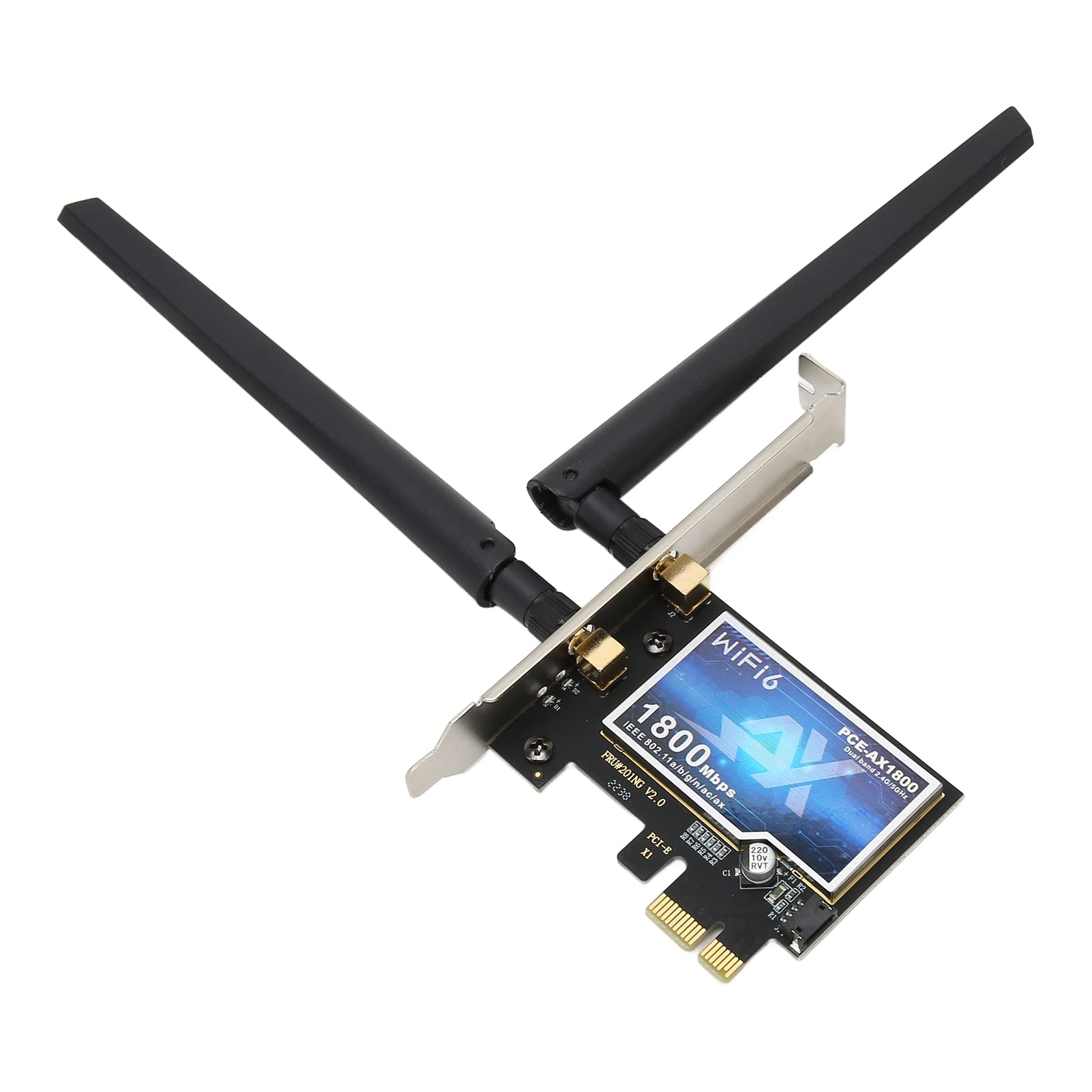 Carte PCIe WiFi 6E 1800 Mbps adaptateur réseau double bande BT 5.2 Plug and Play pour ordinateur de bureau avec 2 antennes et déflecteur court