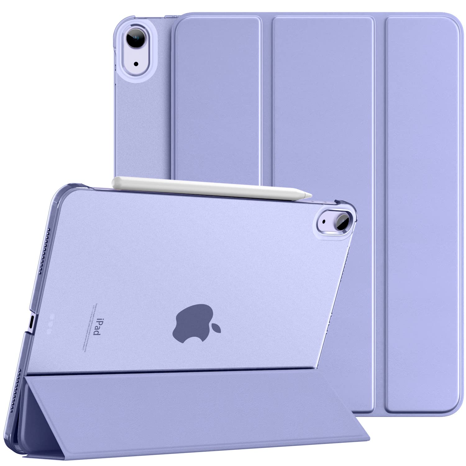 iPad Air 11インチ M4/M3/M2 ケース 2026 Dadanism iPad Air 11インチ M4/Air 5 Air 4 10.9インチ カバー Air 11 第8/7/6世代 オートスリープ 三つ折り スタンドケース PU+PC 半透明 PencilPro/第2世代ワイヤレス充電 ラベンダー