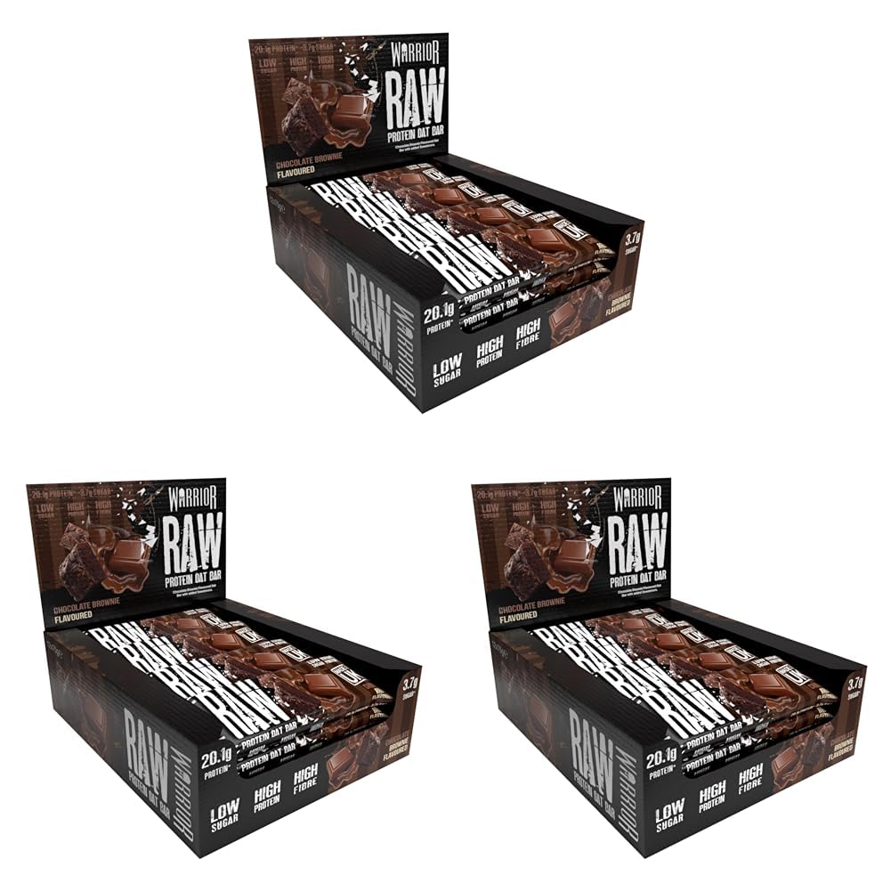 Warrior RAW Protein Bars 12 x 75g – 20g High Protein Bar, Low Sugar High Fibre Oat Protein Flapjack – Protein Snacks, Meal Replacement Bars (Chocolate Brownie) — view 27