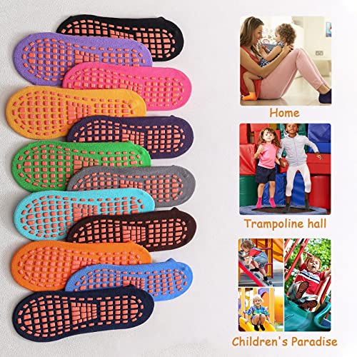 12 Pairs Trampoline Socks - Non Slip Kids Grips with Anti-skid Ankle Protection for Boys & Girls2