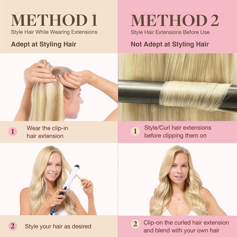 GOO GOO Clip in Hair Extensions Real Human Hair, Remy Human Hair Extensions Clip ins for Women, Natural Human Hair, 16inch 110g 7Pcs, 16/22 Light Blonde Highlighted Golden Blonde - Image 7