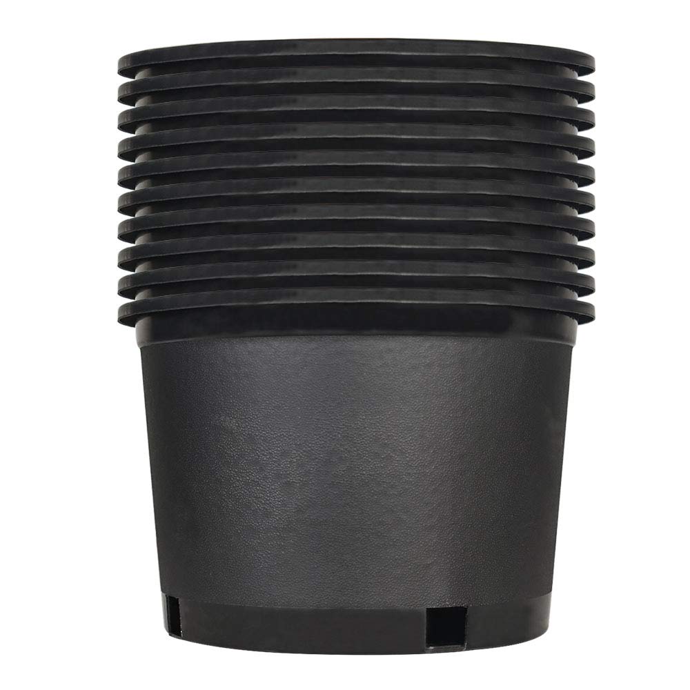 Plant Nursery Pot 10-Pack 2 Gallon Short Plastic Garden Planter Pots Flower Seedling Injection Molded Container Seed Starting Pot Set for Indoor Outdoor Plants Seedlings Vegetables Black