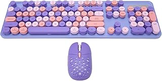 Estink Wireless Keyboard and Mouse Combo, Low Noise 2.4G Wireless Keyboard and Mouse Set, 3 DPI Adjustable Gaming Mouse Keyboard and Mouse (Mixed Color Purple)