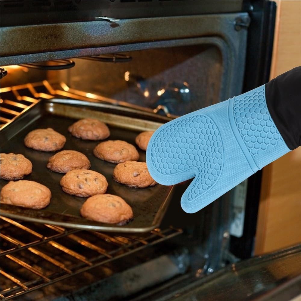 2 Guantes de Silicona Resistentes al Calor for Horno, Cocina, Hornear, Barbacoa, microondas, Antideslizantes y cómodos