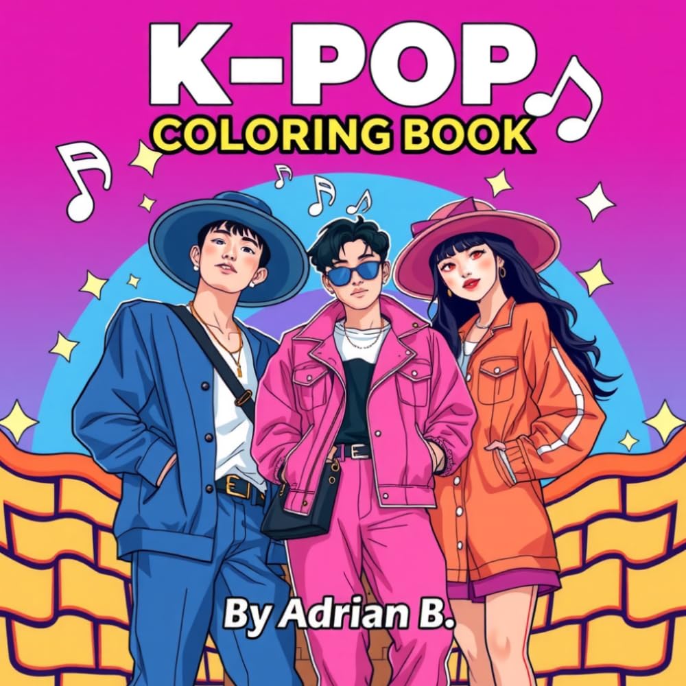 K-Pop Coloring Book: Korean Idol Fashion, Dance & Fantasy Scenes for Teens & Adults