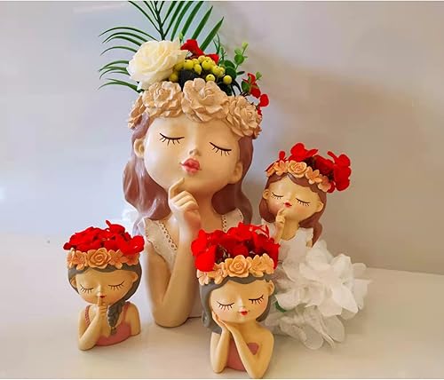 Miniatura 3 de Macetas de cabeza para suculentas, maceta de resina, bonitas macetas de cactus con drenaje, decoraciones creativas, regalo para mujeres, hombres,