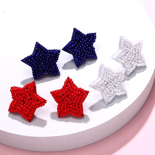 Miniatura 3 de Aretes patrióticos con diseño de bandera estadounidense para mujer, diseño patriótico de estrellas rojas, blancas y azules, 4 de julio, Día de la