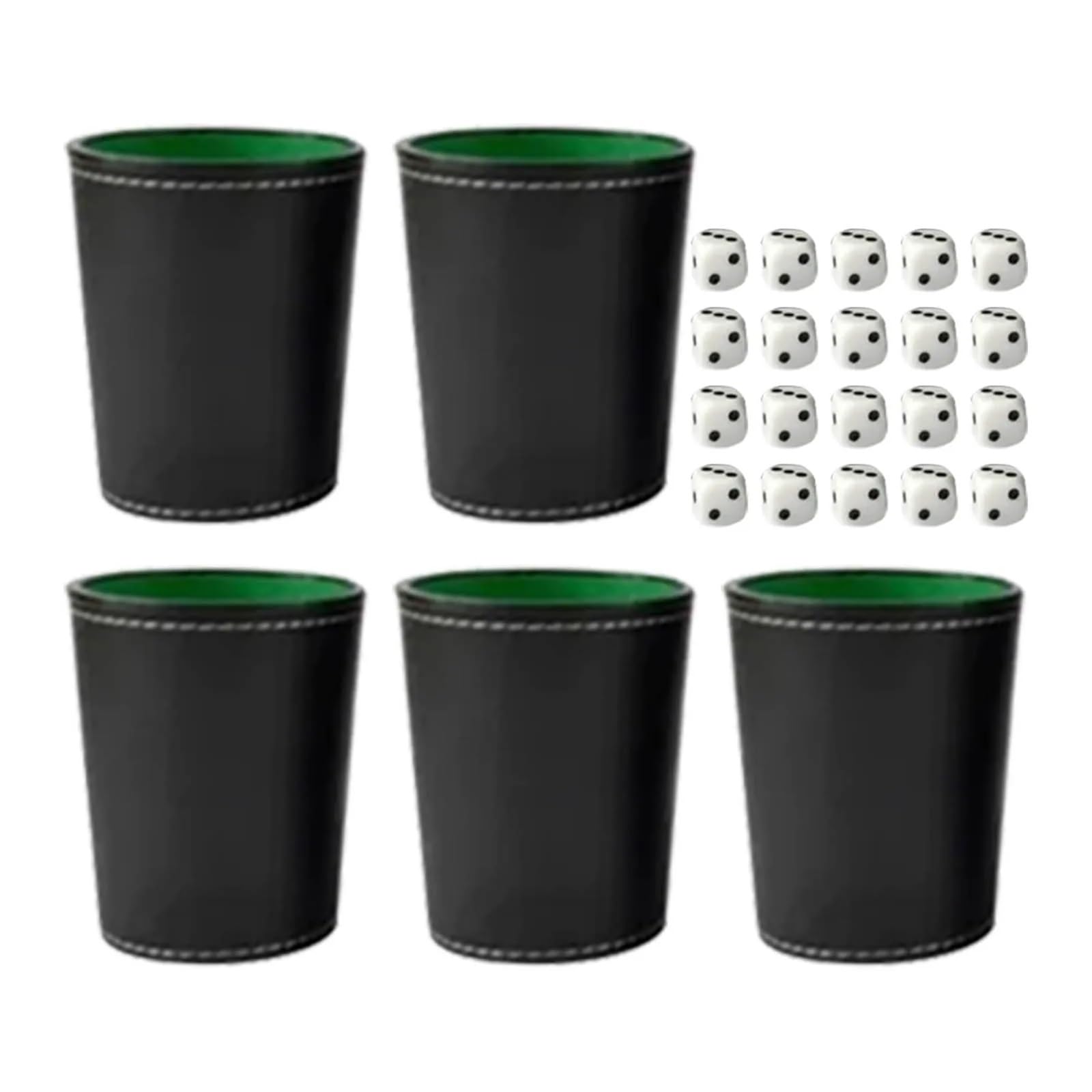 5-teiliges Würfelbecher-Set aus PU-Leder mit 20 Punktwürfeln, exquisites Handgefühl, Schwarze Schüttelbox for Bar und Zuhause FüR WüRfelspiele