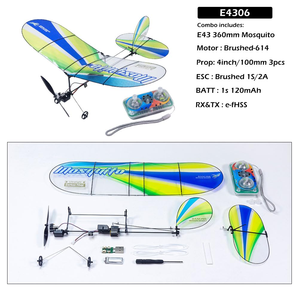 Dancing Wings Hobby Remote Control 360mm Ultra-Micro Indoor Carbon Fiber Film Airplane Mosquito (E4305)