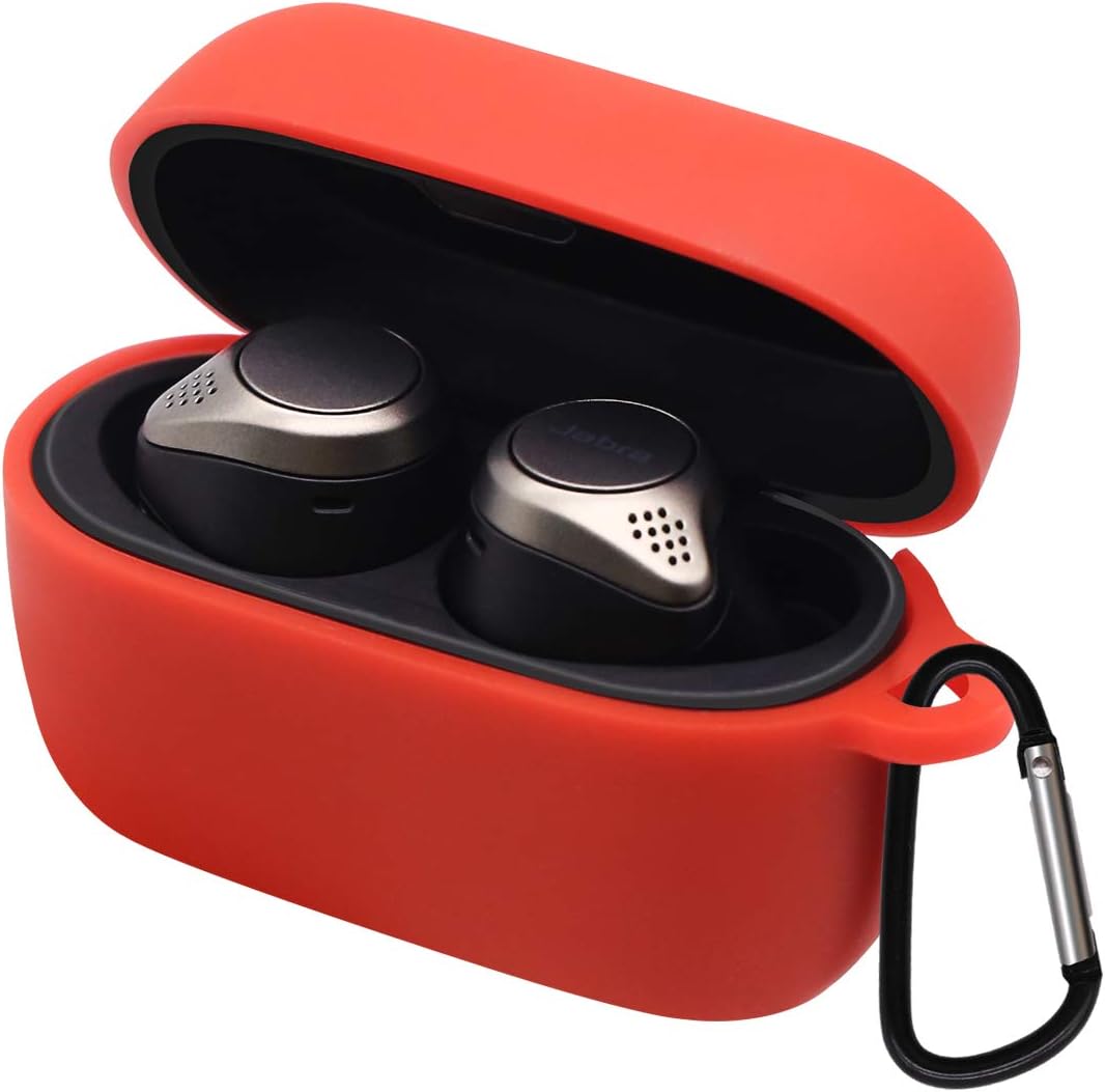 Fromsky Case for Jabra Elite 75t/ Elite Active 75t, True Wireless Bluetooth Earbuds, Silicone Skin Cover Protective Case (Red)