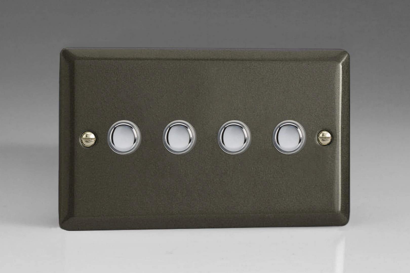 Varilight 4-Gang 6A 1-Way Push-to-Make Momentary Switch (Twin Plate) Graphite 21 XPM4