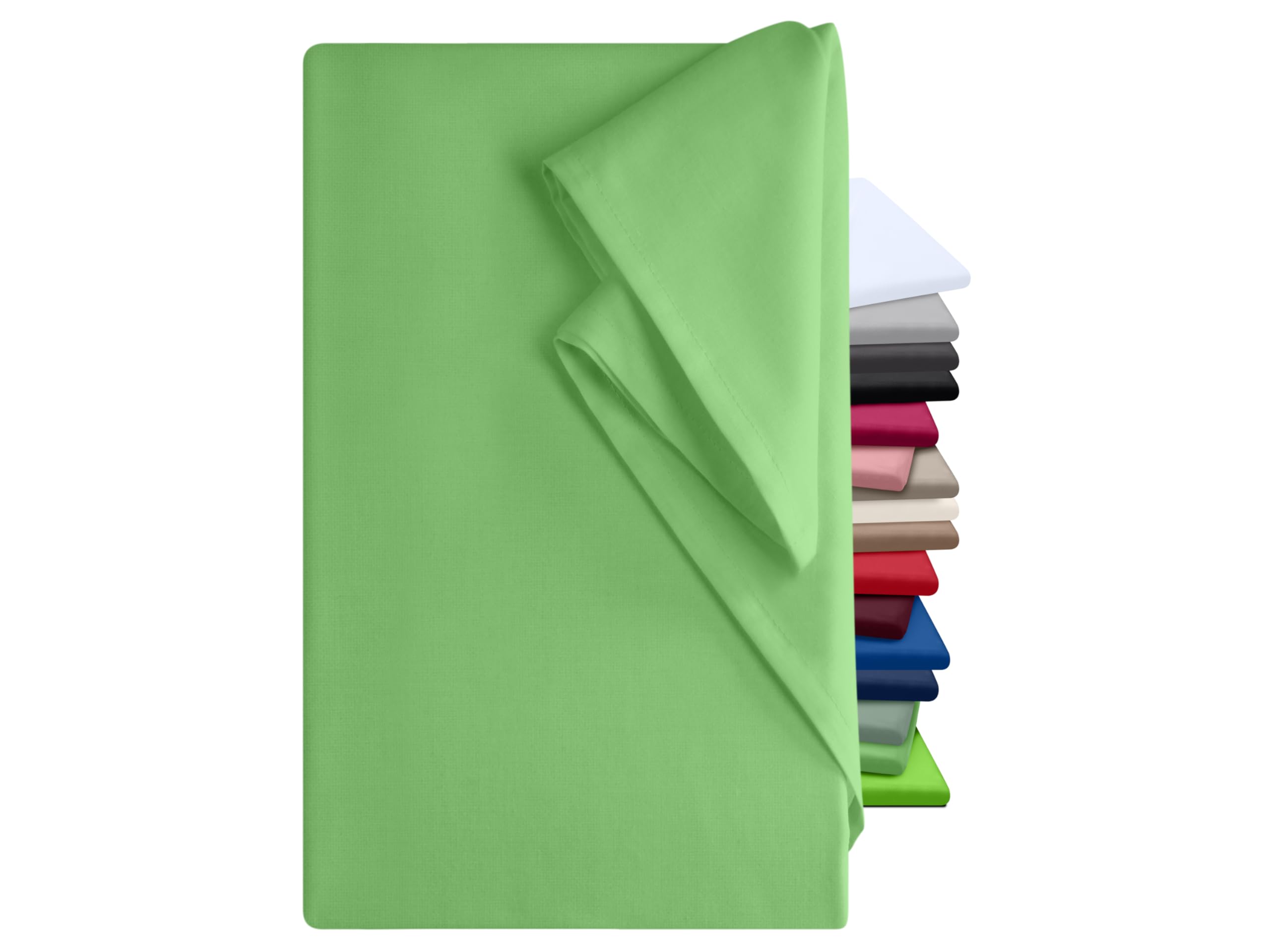npluseins Bettlaken 240x275cm - Leintuch ohne Gummizug - Tuch ist ideal für Terrasse Reisen Camping und Tischtuch - Wohnmobil Laken - Betttuch ohne Gummizug - 100% Baumwolle, ca. 240 x 275 cm, grün